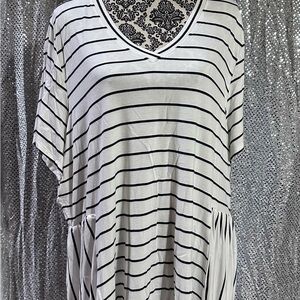 Lane Bryant Black and White Striped Tunic